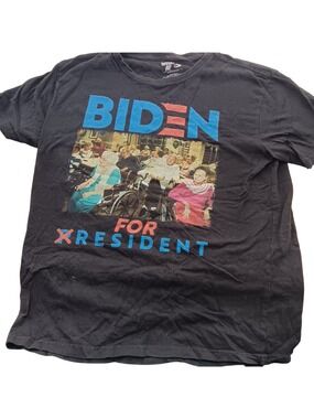 Large Biden For President Graphic T-Shirt Black American AF 100% Cotton Made USA